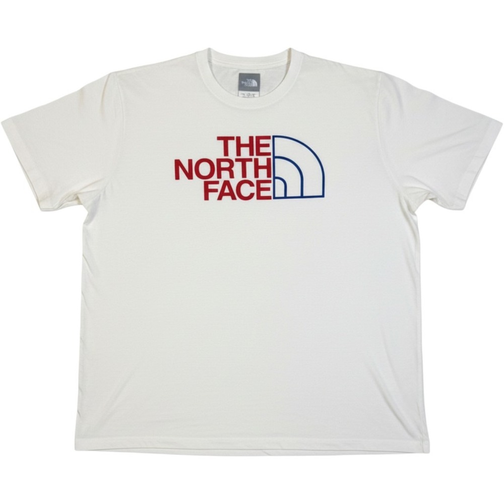 The North Face Mens XXL White Red Blue Graphic Logo Short Sleeve T-Shirt